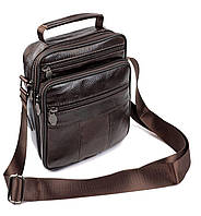 Чоловіча сумка шкіряна з ручкою та ременем через плече 18х23 JZ-20473-SO Коричнева CS, код: 8058072