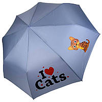 Детский складной зонт для девочек и мальчиков на 8 спиц "ICats" с кошками от фирмы Toprain голубой 02089-3