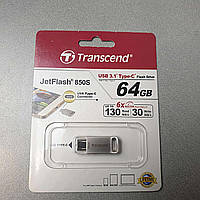 Карта флэш памяти Б/У USB 3.1 Flash 64GB Transcend JetFlash 850 Silver