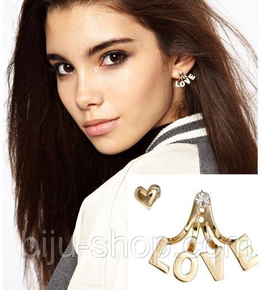 Сережки LOVE із серцем, by Jessica Simpson