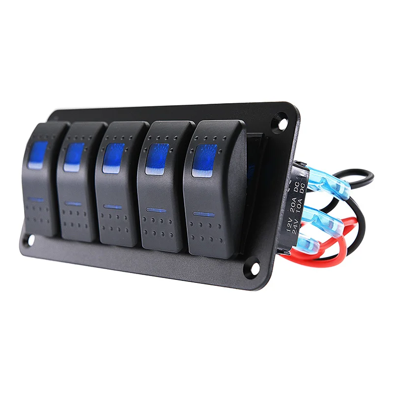 Автомобільний блок кулісних перемикачів, 5 клавіш, тумблер увімкнення — вимикання з підсвіткою, фото 1