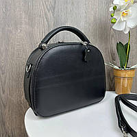 Кожаная женская сумка каркасная стиль Зара черная, мини сумочка из натуральной кожи высокое качество