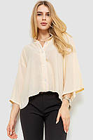 Блуза классическая однтонная, цвет светло-бежевый, размер 4XL-5XL, 102R332-3