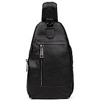 Мужской рюкзак слинг кожаный черный TARWA GA-0116-3md Отличное качество