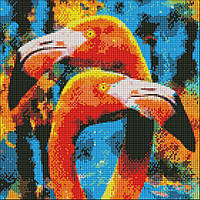 Алмазная мозаика Идейка Оранжевые фламинго 40х40 см AMO7156 TO, код: 8265191