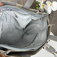 Женская сумка с ручками и с плечевым ремнем, сумочка для девушек классическая большая Серый Отличное качество