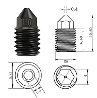 Сопло 0.4 мм из закаленной стали для 3д принтеров Bambu Lab X1, P1