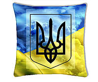 Подушка с принтом Подушковик Флаг Украины 2 32х32 см Желто-синий (hub_hq91f9) UM, код: 8141322