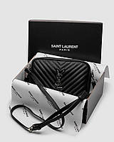 Женская сумочка, клатч отличное качество Saint Laurent Lou Quilted Camera Bag Black/Silver 22.5 x 16 x 7.5 см