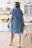 Комплект пижама муслиновая с халатом Кд1808п Джинсовый, фото 4