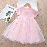 Детское красивое нарядное платье на девочку Эльза, розовое. Праздничное платье для детей Холодное сердце