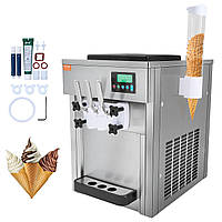 VEVOR коммерческий аппарат для приготовления мороженого, 1800 Вт, 3 вкуса, мягкая рабочая поверхность, 2 х 4 л