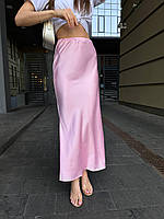Женская длинная шелковая юбка на резинке