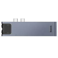 USB Hub Baseus Thunderbolt C Pro Dual Type-C to USB3.0*2+HDMI+RJ45+Type-C PD+ microSD+ SD(CAHUB-L0G) USB Hub
