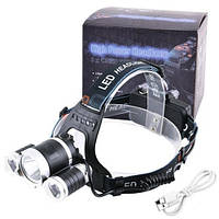 PLI Ліхтар Police 3000-T6+2XPE (2х18650, 5 режимів, Zoom, 1500 люмен), Налобний ліхтар з лінзою