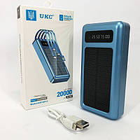 PLI Портативное зарядное устройство на 20000mAh, Power Bank на солнечной батарее, для планшета. Цвет: синий