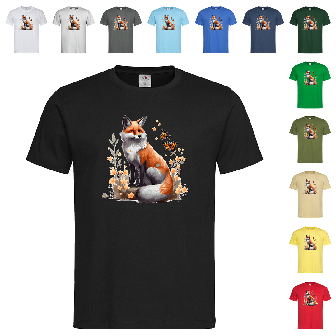 Чорна чоловіча/унісекс футболка З принтом лисиця (29-8-1), фото 1