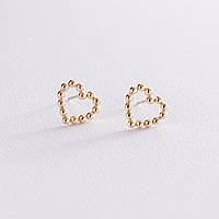 Серьги-пусеты Влюбленные сердца в желтом золоте с07550 Оникс UD, код: 6741606