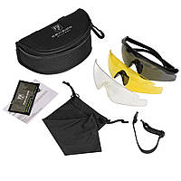 Комплект баллистических очков Revision Sawfly Max-Wrap Eyewear Deluxe Yellow Kit, Чорний, Прозорий, Димчастий,