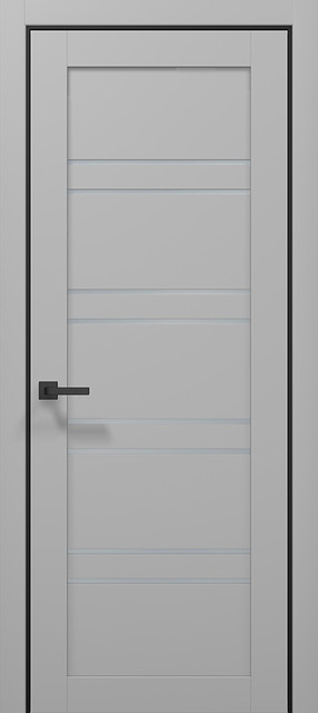 Двері міжкімнатні Папа Карло Тетра Т-01 Сірий матовий (зі склом сатин)