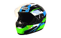 Шлем (интеграл) ExDrive EX-07 черно-зеленый глянец [M]