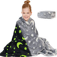 Светящийся в темноте плед плюшевое покрывало Blanket kids Magic Star 150х100 см флисовое одеяло. QB-485 Цвет: