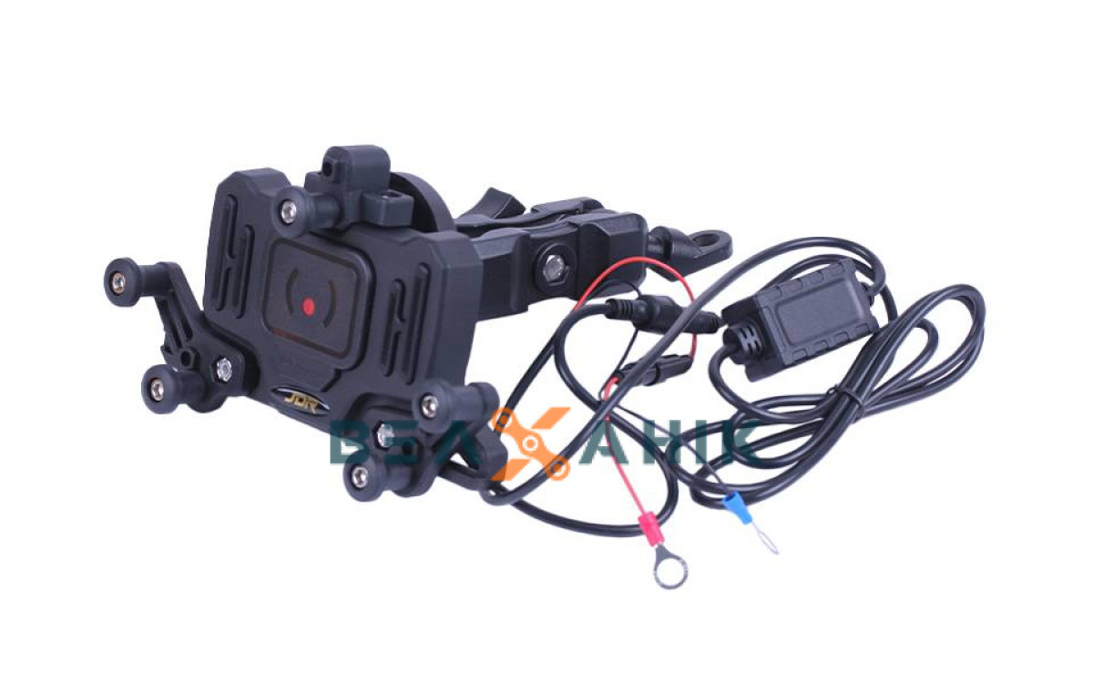 Тримач телефону (кріплення на кермо) HFCM-34 з ручкою та бездротовою зарядкою, фото 1