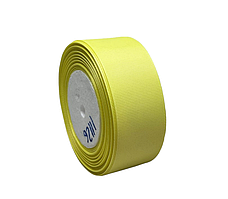 Репсова стрічка 4 см -ОПТ, колір-світло-жовтий, Бобіна, Жовтий