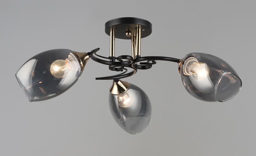 Люстра стельова на три плафони чорна D560*H250 E27