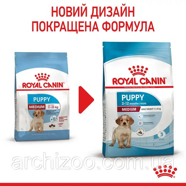 Royal Canin Medium Puppy 15кг Роял Канин Медиум для щенков средних пород от 2 до 12 месяцев - фото 2 - id-p542186734