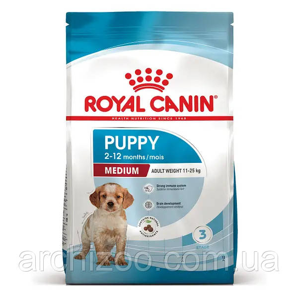 Royal Canin Medium Puppy 15кг Роял Канин Медиум для щенков средних пород от 2 до 12 месяцев - фото 1 - id-p542186734