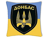 Подушка с принтом Подушковик Шеврон батальона Донбас 32х32 см Желто-синий (hub_ytb8a4) BB, код: 8141242