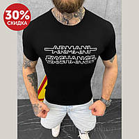 Мужская трикотажная брендовая футболка черная, Мужская повседневная футболка с принтом