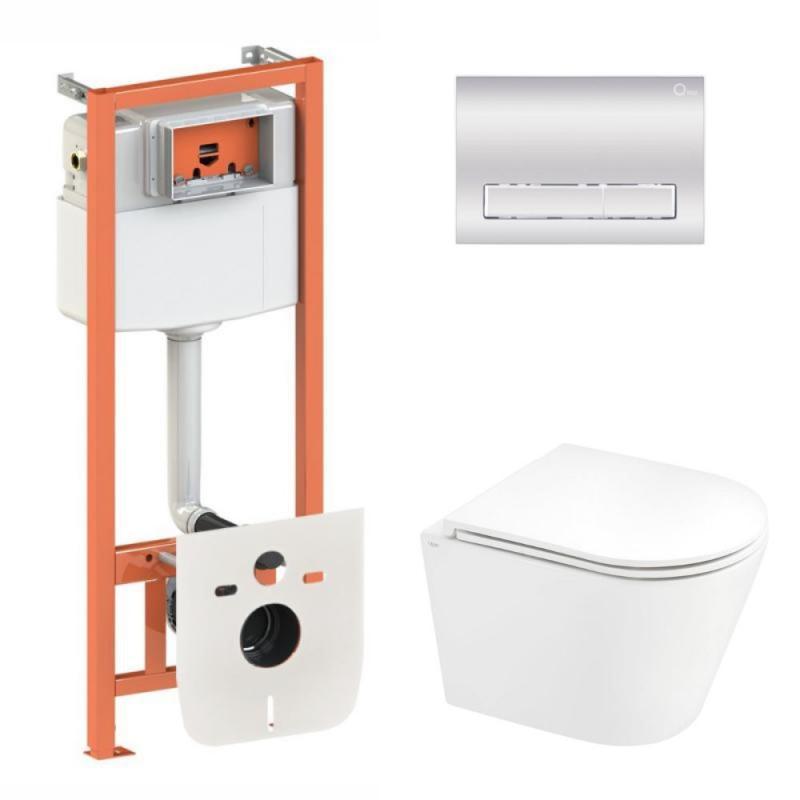 Готове рішення Qtap для ванної кімнати: підвісний унітаз Scorpio Ultra Quiet 520x365x365 + комплект інсталяції Nest 4 в 1 (лінійна