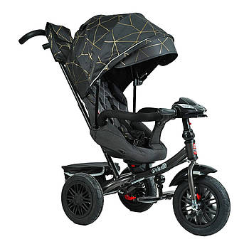 Велосипед триколісний "Perfetto" (поворот сидіння, надувні колеса, муз.фара) Best Trike 8066 / 410-02 Чорний