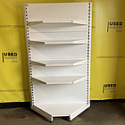 Кутовий стелаж для магазину з металевими кутовими прямими полицями WIKO б/у, 1950х1000 білий, фото 2