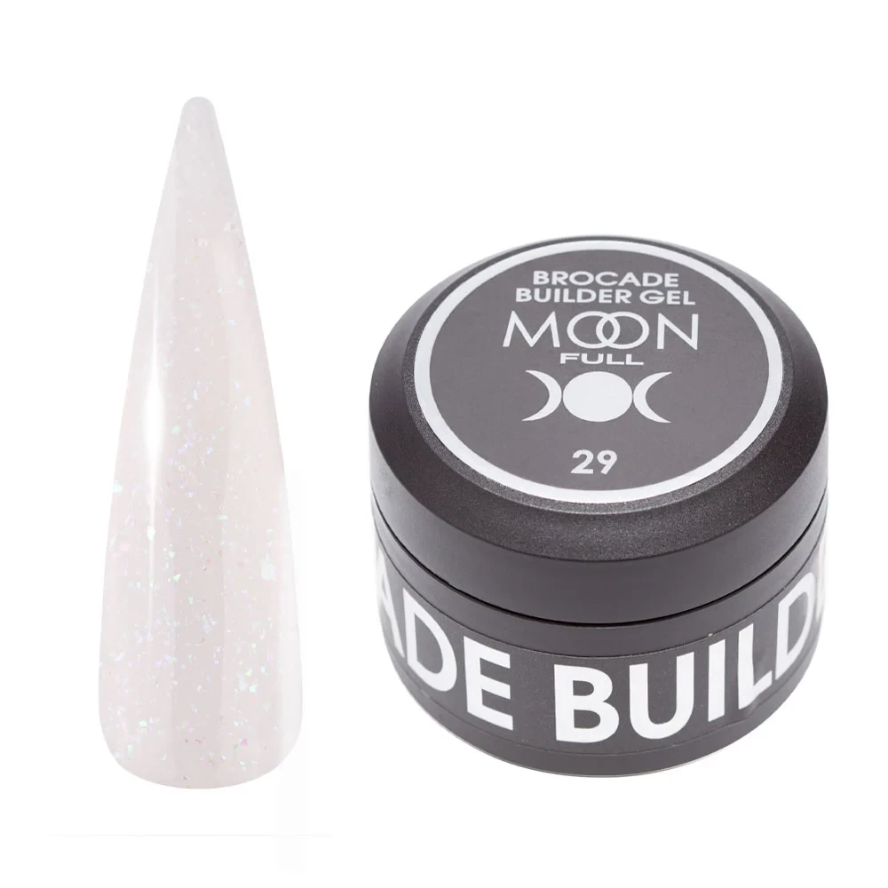 Гель для нарощування нігтів Moon Full Brocade Builder Gel з поталлю №29, 30 мл, фото 1