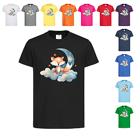 Чорна дитяча футболка З лисичкою на подарунок (29-8-9)