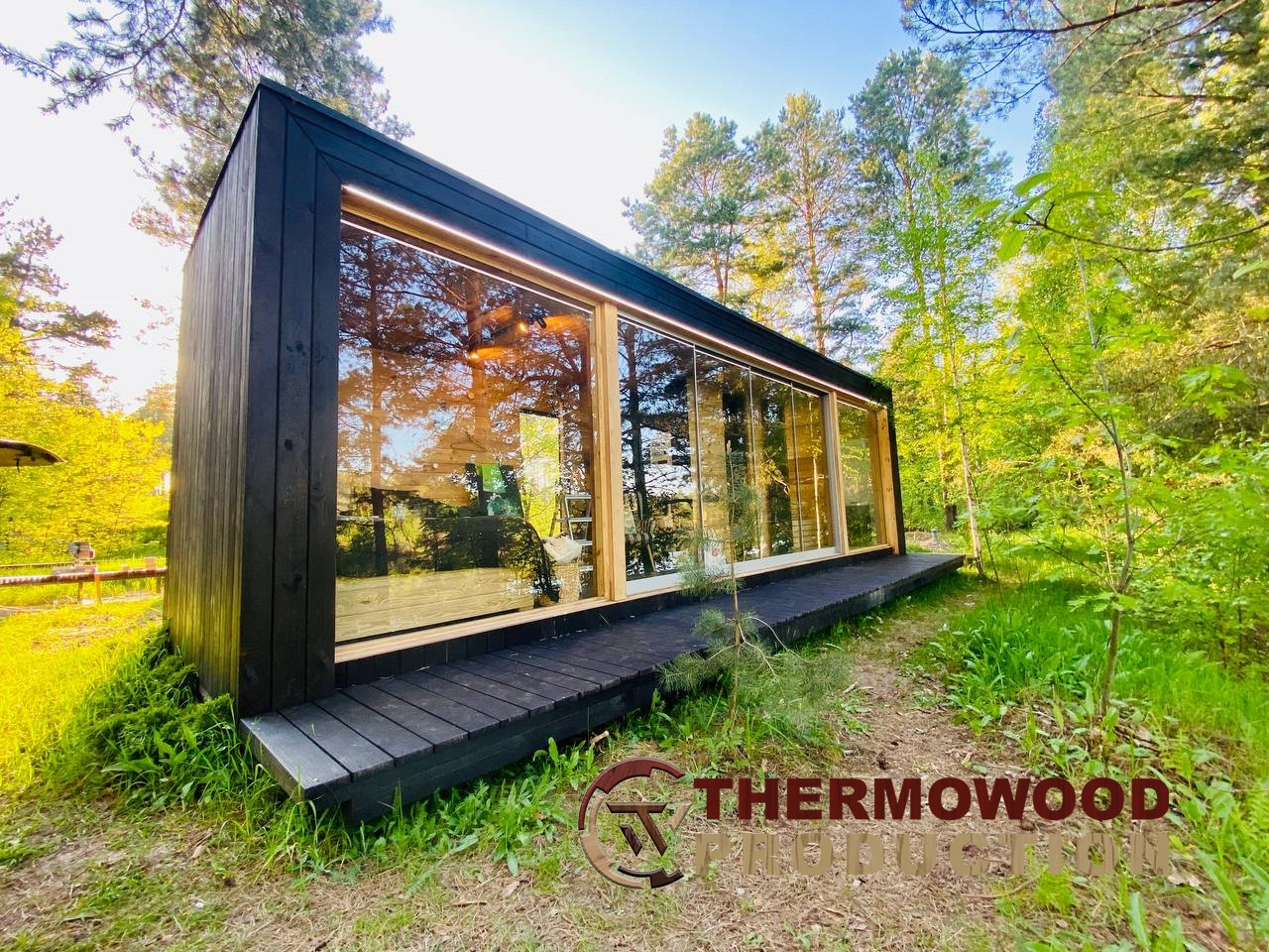 Модульна баня 9,4 х2,4м House Chalet Sauna з розсувними панорамними вікнами