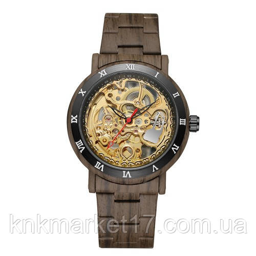 Чоловічий автоматичний механічний годинник Forsining 8277 Brown-Black-Gold, фото 1