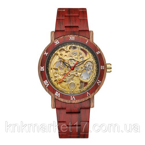Чоловічий автоматичний механічний годинник Forsining 8277 Red-Gold, фото 1