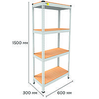 Металлический стеллаж белый MRL-1500 (600x300) Офисный полочный стеллаж для магазина офиса кухни