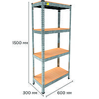 Стеллажи металлические разборные MRL-1500 (600x300) с оцинкованным покрытием Для склада и гаража