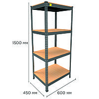 Бытовые металлические стеллажи MRL-1500 (600x450) чёрный Полочные стеллажи для дома легко-сборные