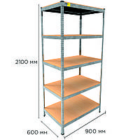 Стеллажи металлические полочные MRL-2100 (900x600) с оцинкованным покрытием Для склада и гаража
