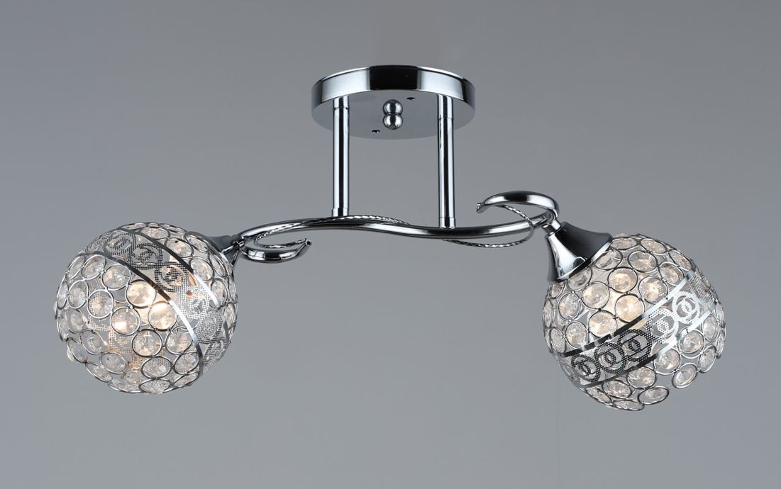 Стельова люстра на два кришталеві плафони L460*W150*H230 E27