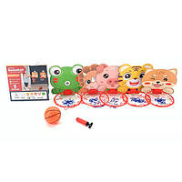 Баскетбольне кільце MR 1137 (60шт) щит (картон) 24-25см, кільце пластик 19,5см, сітка, м'яч, насос, мікс