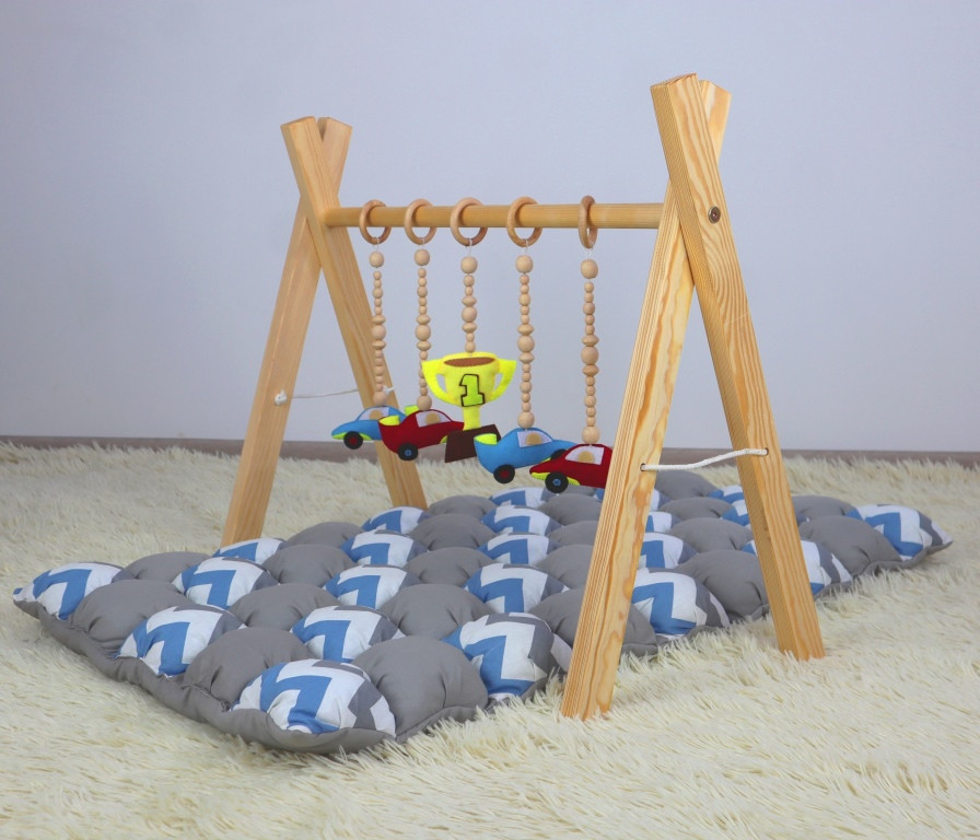 Мобіль дитячий, підлоговий, Бебі Джим + комплект підвісок Чемпіон + матрацик БОН БОН Зігзаг