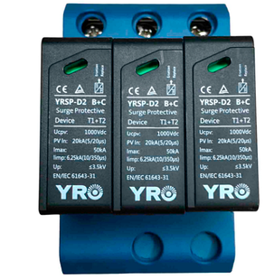 Обмежувач перенапруги YRO-YRSP-D2 1000VDC/3P (T1+T2), фото 1