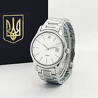 Чоловічий патріотичний кварцовий годинник з гербом України Patriot 023 Тризуб Срібло